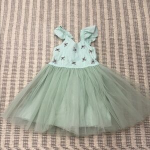 Mint Green Tulle Dress with Butterfly Embellishments